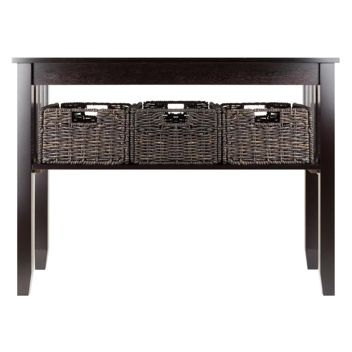 Morris Console Hall Table with 3 Foldable Baskets