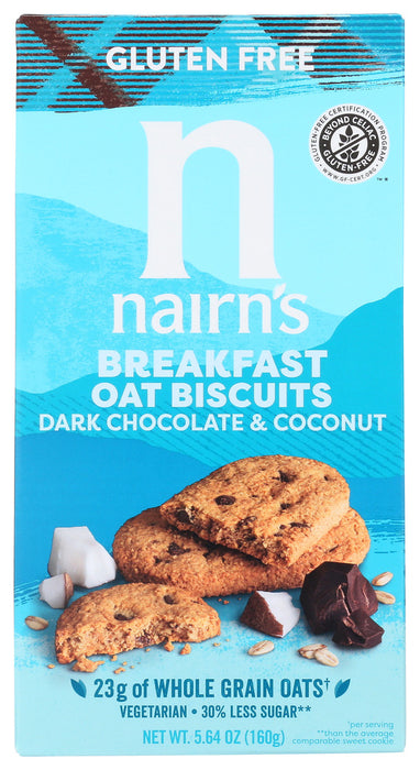 NAIRNS: Dark Chocolate and Coconut Breakfast Oat Biscuits, 5.64 oz