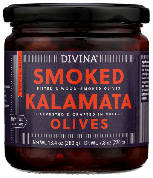 DIVINA: Olives Smoked Kalamata, 7.8 OZ