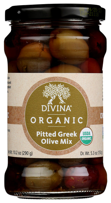 DIVINA: Olive Mix Pitted Greek Organic, 5.3 oz - No Brand For Less 