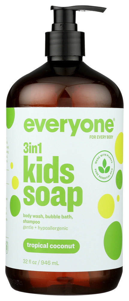 This versatile soap is formulated to be used as shampoo, body wash and bubble bath. Tropical Coconut, Orange and Pineapple essences lend this soap its awesome scent. From head to tippy toes this wonderful soap will leave your kid clean and happy. Generously sized for every kid in a 32oz recycled bottle.