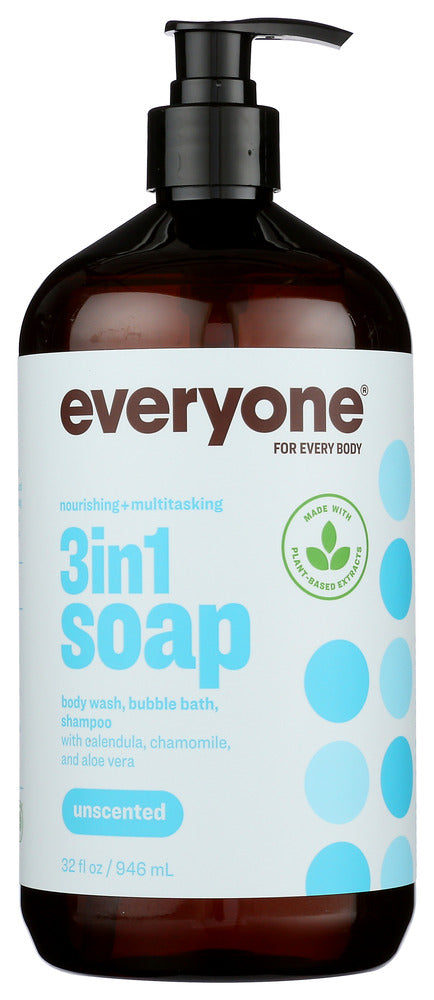 The multi-tasking soap is formulated to be used as shampoo, body wash and bubble bath. Unscented for those sensitive to scent, or who wish to create their own custom scent blends, this soap will gently clean hair and skin. Use as-is or simply add your favorite essential oils to make your own signature scent! Generously sized for the whole family in a 32oz recycled bottle.