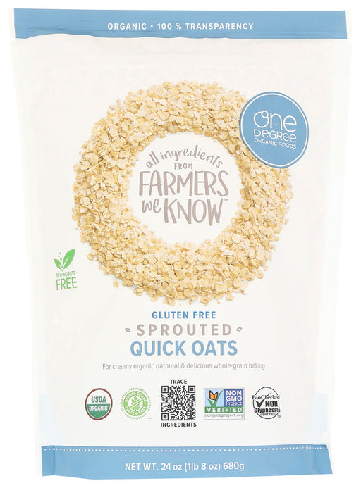  Our organic gluten free oats are certified to use the Beyond Celiac seal. We ensure our oats are processed without being exposed to any gluten-containing ingredients. One Degree Organic Foods Oats are made in a peanut-free facility.