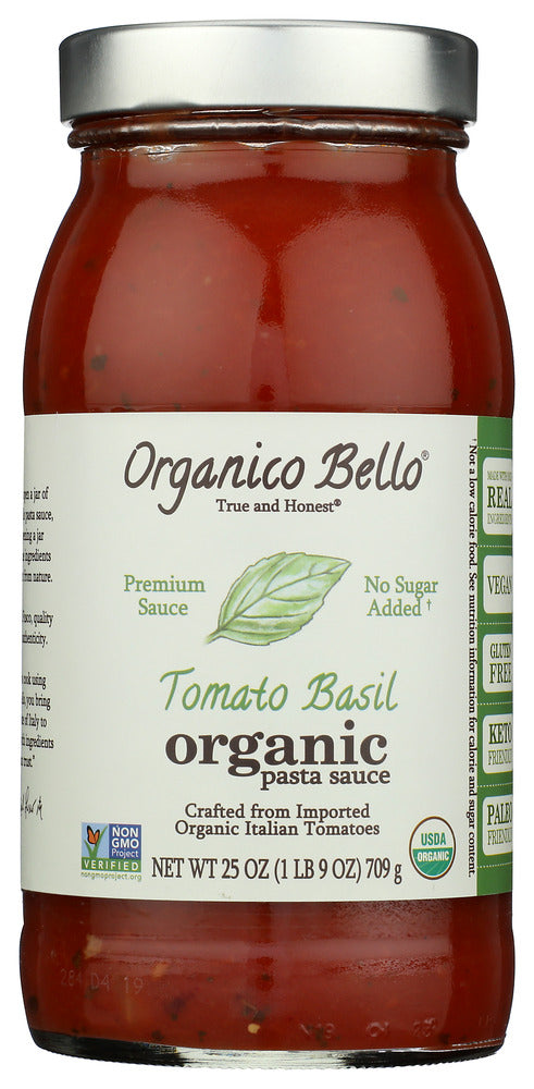 Our organic Tomato Basil sauce uses clean ingredients to bring an all-natural flavor to your kitchen table. With just one bite, you'll discover a light sauce that tastes as if it's fresh from an Italian kitchen.