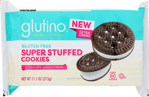 GLUTINO: Super Stuffed Chocolate Vanilla Creme Cookies, 11.1 oz - No Brand For Less 