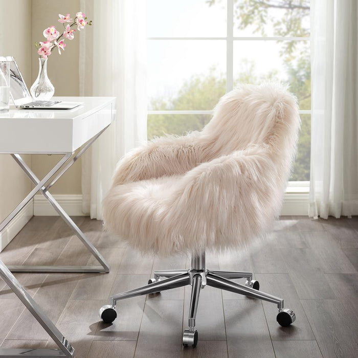 Fiona Faux Fur Office Chair, Pink