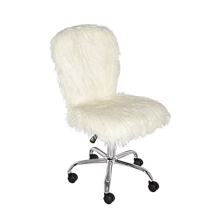 Faux Flokati Armless Office Chair, White