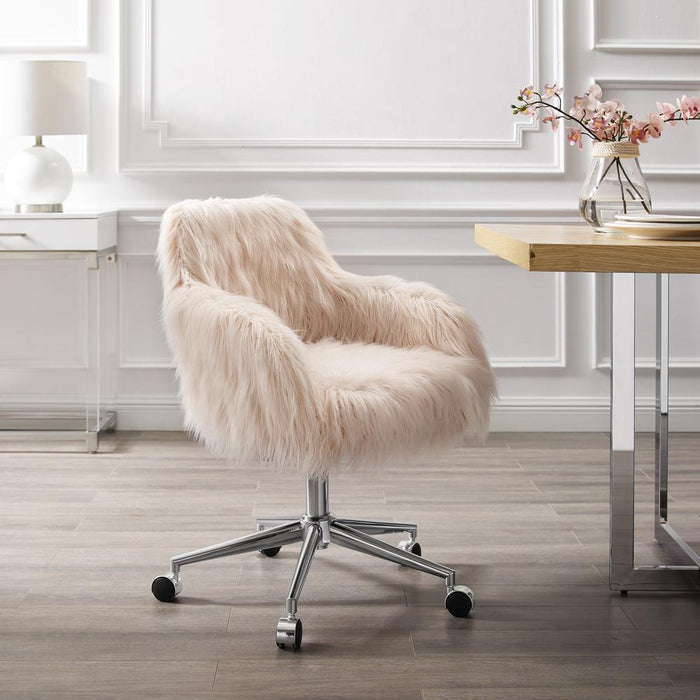 Fiona Faux Fur Office Chair, Pink