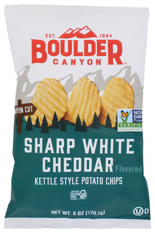 BOULDER CANYON: Canyon Cut Sharp White Cheddar Kettle Cooked Chips, 6 oz