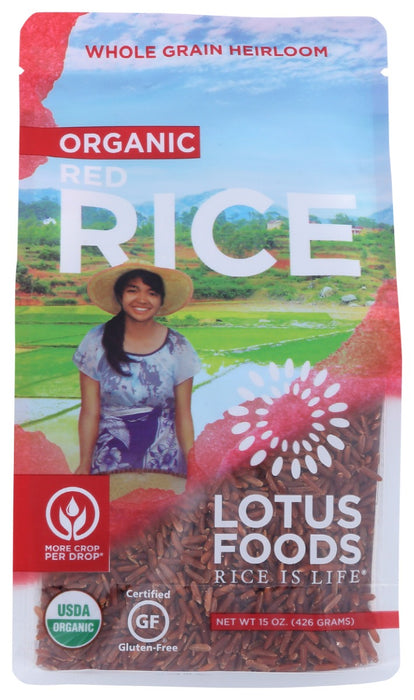 Grown on family farms in Thailand, this long grain rice retains its entire bran layer where all of the grain's nutrients are stored. This whole grain cooks in only 30 minutes, producing a slightly nutty flavor and a toothsome yet tender grain. Red Rice is a natural source of antioxidants called anthocyanins.