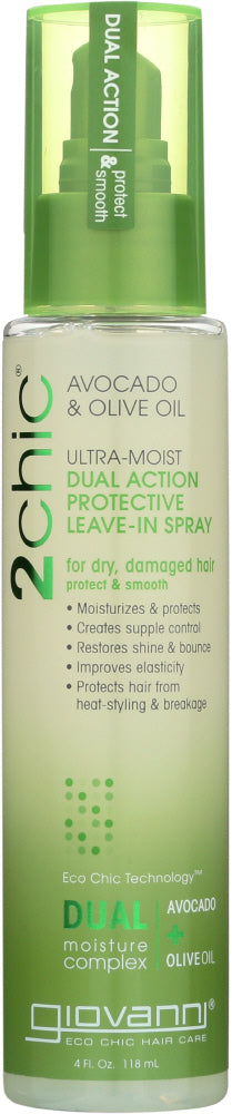 GIOVANNI COSMETICS: 2chic Ultra-Moist Dual Action Protective Leave-In Spray Avocado & Olive Oil, 4 oz - No Brand For Less 