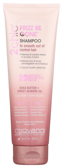 GIOVANNI COSMETICS: 2Chic Frizz Be Gone Shampoo Shea Butter & Sweet Almond Oil, 8.5 oz - No Brand For Less 