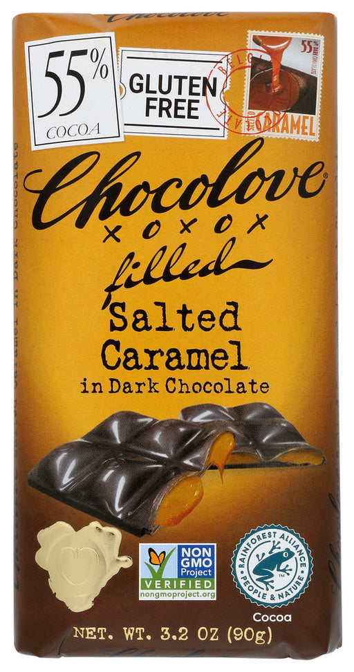 Salted caramel in premium Belgian dark chocolate.&nbsp;This bar is made with cocoa certified by IMO as For Life which means it was farmed in a socially responsible and ethical manner. All of the coco bean derived ingredients in this chocolate are certified For Life.