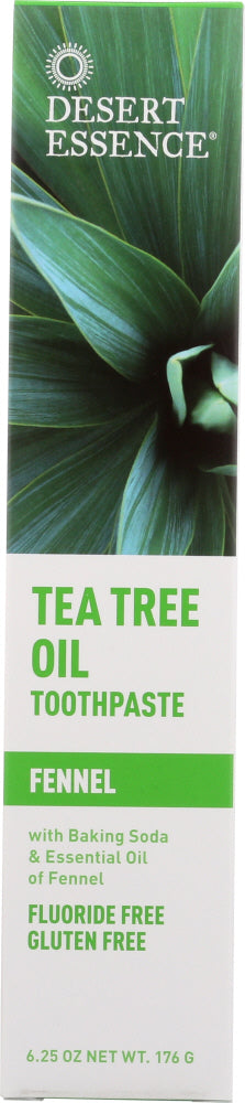 DESERT ESSENCE: Natural Tea Tree Oil Toothpaste Fennel, 6.25 oz - No Brand For Less 