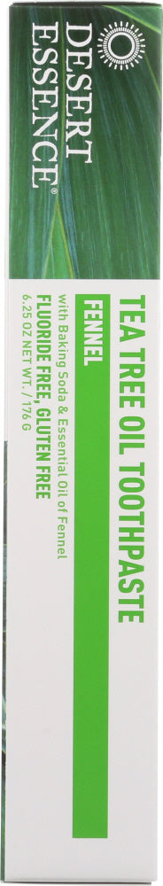 DESERT ESSENCE: Natural Tea Tree Oil Toothpaste Fennel, 6.25 oz - No Brand For Less 