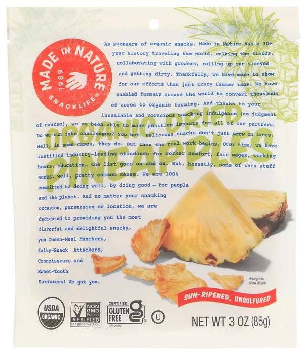 MADE IN NATURE: Organic Dried Pineapple, 3 oz