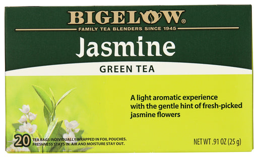 Each ingredient has been carefully selected by the Bigelow family to deliver an uncompromised quality tea experience. This green tea is gently blended with the aroma of delicate jasmine flowers. This tranquil floral brew can be enjoyed any time of day.