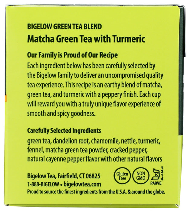 BIGELOW: Matcha Green Tea with Turmeric 18 Bags, 0.82 oz