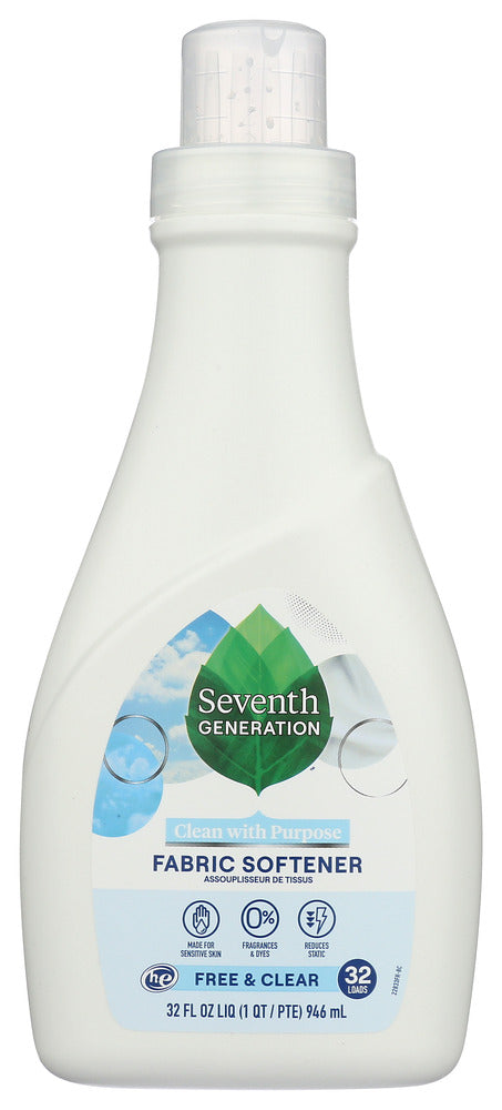 SEVENTH GENERATION: Natural Fabric Softener Free & Clear, 32 OZ