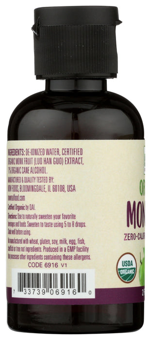 NOW: Organic Monk Fruit Zero Calorie Liquid Sweetener, 2 oz