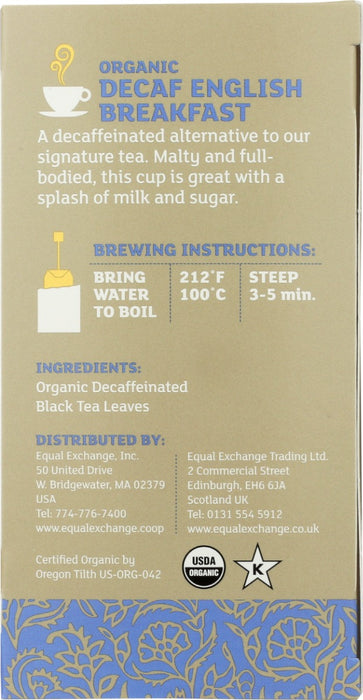 EQUAL EXCHANGE: English Breakfast Tea Decaf Organic, 20 bg