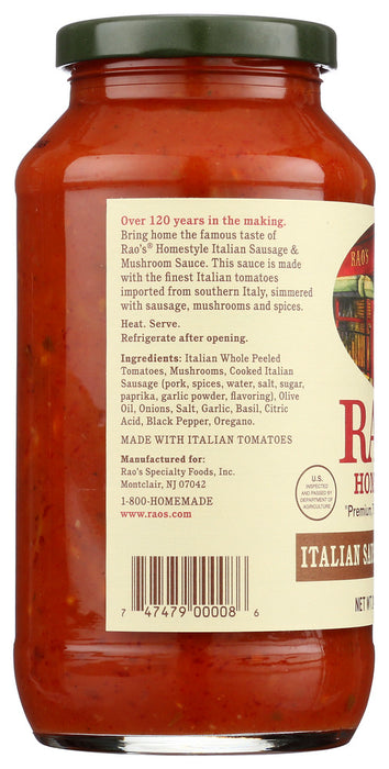 RAOS: Italian Sausage & Mushroom Sauce, 24 oz