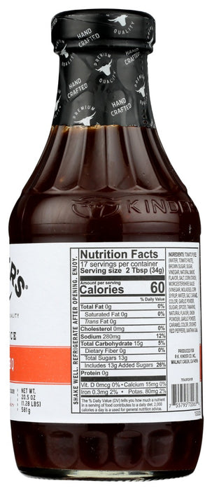 KINDERS: Mild BBQ Sauce, 20.5 oz