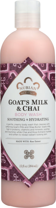 NUBIAN HERITAGE: Body Wash Goat's Milk & Chai, 13 oz