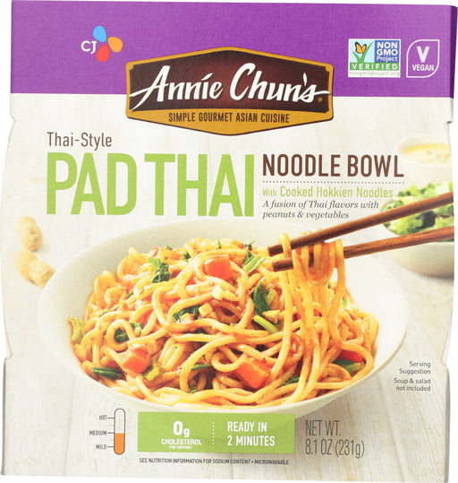 Why not enjoy your favorite noodle dish right at home! We've recreated the classic Pad Thai dish by combining pre-cooked hokkien noodles with our restaurant-quality Pad Thai sauce, combined with individually dried toppings. Try an Annie Chun's Pad Thai Noodle Bowl today! They're great on their own or paired with one of our delicious Asian Recipes. 