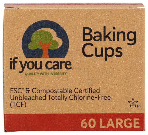 Made from the same material as our FSC&reg; certified parchment papers, If You Care FSC Certified Baking Cups use premium quality unbleached greaseproof paper. Our baking cups use no chlorine in their production. And that means no chlorine is dumped into our lakes, rivers and streams. Available in three sizes &ndash; Mini (90 cups; 1.625in/4.14cm), Large (60 cups; 2.5in/6.35cm), and Jumbo (24 cups; 3.5in/8.89cm)