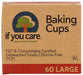 Made from the same material as our FSC&reg; certified parchment papers, If You Care FSC Certified Baking Cups use premium quality unbleached greaseproof paper. Our baking cups use no chlorine in their production. And that means no chlorine is dumped into our lakes, rivers and streams. Available in three sizes &ndash; Mini (90 cups; 1.625in/4.14cm), Large (60 cups; 2.5in/6.35cm), and Jumbo (24 cups; 3.5in/8.89cm)