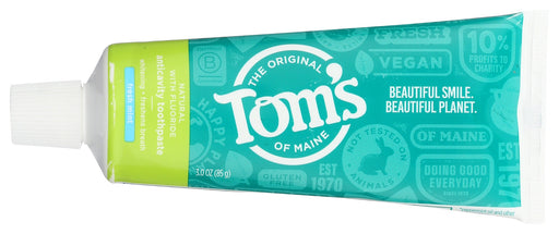 Take Tom's on the road. This great-tasting, everyday natural toothpaste whitens teeth with naturally sourced silicas, helps fight cavities with naturally derived fluoride, and freshens breath with pure peppermint leaf oil. Comes in a 3.0 ounce, TSA Accepted Travel size, making it the perfect travel companion.