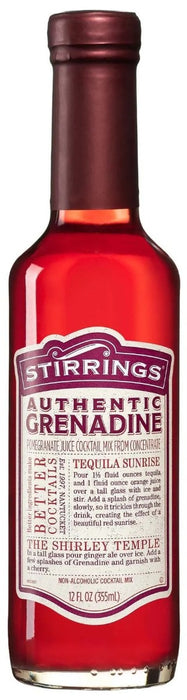 Authentic Grenadine
Although the origins of grenadine are unknown, the syrup was historically made by crushing lush pomegranate seeds to make juice and blending it with sugar. Over the last 40 years, commercial grenadine has devolved from its origins to include no more than artificial ingredients and high fructose corn syrup. Stirrings has gone back and created the product the way it was intended: bold-red, sweet, with a bright pomegranate flavor.