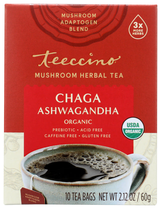 TEECCINO: Tea Chaga Ashwagandha Mushroom, 10 ct