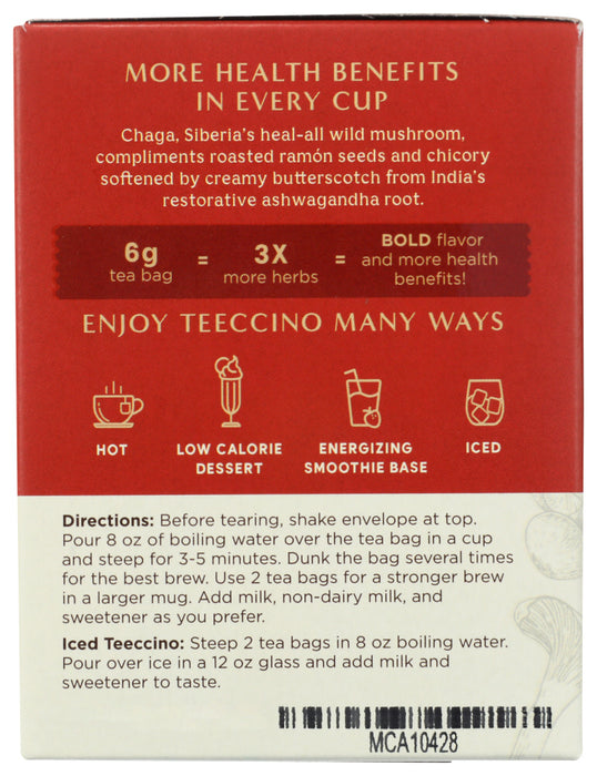 TEECCINO: Tea Chaga Ashwagandha Mushroom, 10 ct