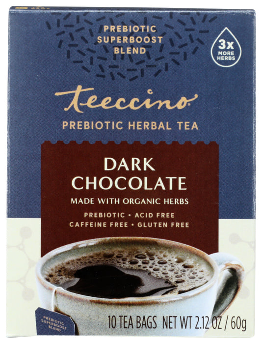 TEECCINO: Dark Chocolate Prebiotic Herbal Tea, 10 ct