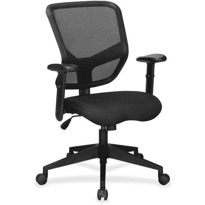 Lorell Executive Mesh Mid-Back Chair - Black Fabric Seat - Black Back - 5-star Base - 1 Each