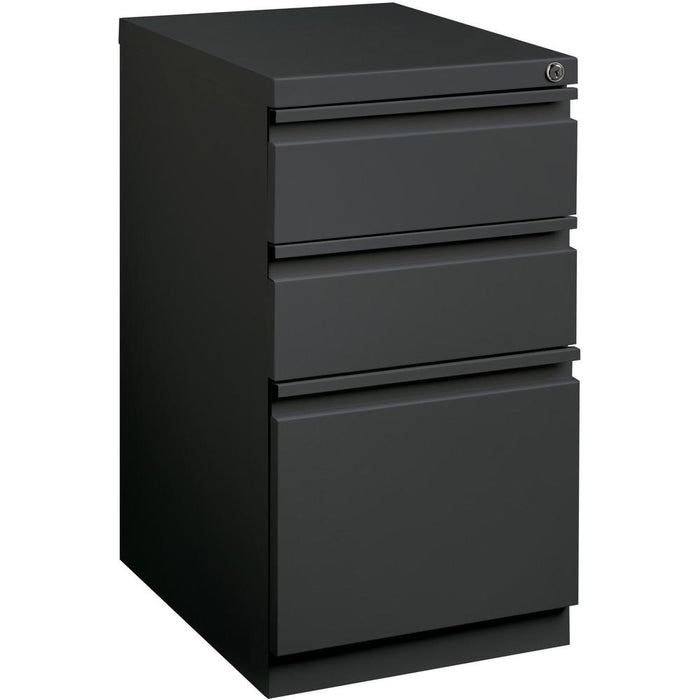 Lorell 20" Box/Box/File Mobile File Cabinet with Full-Width Pull - 15" x 19.9" x 27.8" - 3 x Drawer(s) for Box, File - Letter - Mobility, Casters, Drawer Extension, Security Lock, Recessed Drawer, Bal