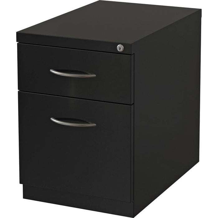 Lorell Premium Box/File Mobile File Cabinet with Arm Pull - 15" x 19.9" x 21.8" - 2 x Drawer(s) for Box, File - Letter - Pencil Tray, Ball-bearing Suspension, Drawer Extension, Durable - Black - Steel