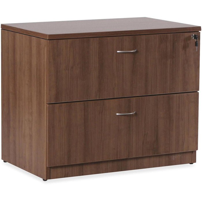 Lorell Essentials Series Lateral File - 1" Top, 0.1" Edge, 35.5" x 22"29.5" Lateral File - 2 x File Drawer(s) - Walnut, Laminate Table Top - Durable, Built-in Hangrail, Ball Bearing Slide, Drawer Exte