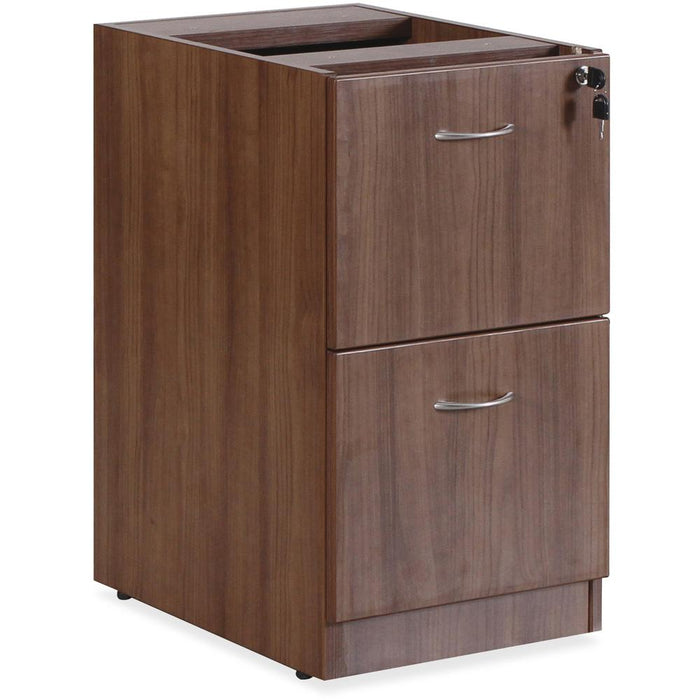 Lorell Essentials Series File/File Fixed File Cabinet - 15.5" x 21.9"28.5" Pedestal, 3.8" - 2 x File Drawer(s) - Finish: Laminate, Walnut - Built-in Hangrail, Ball-bearing Suspension, Mobility - For F