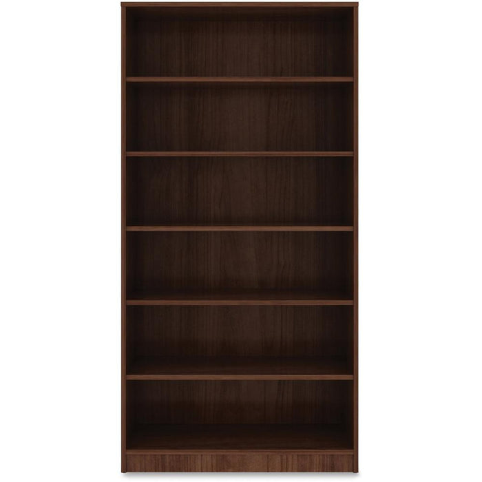 Lorell Laminate Bookcase - 6 Shelf(ves) - 72" Height x 36" Width x 12" Depth - Sturdy, Adjustable Feet, Adjustable Shelf - Thermofused Laminate (TFL) - Walnut - Laminate - 1 Each