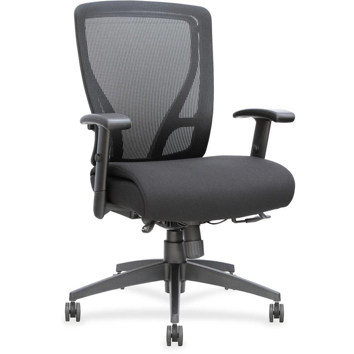 Lorell Executive Mesh Mid-back Chair - Black Fabric Seat - Black Back - Plastic Frame - 5-star Base - Black - 1 Each