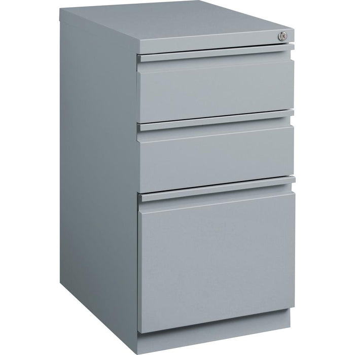 Lorell 20" Box/Box/File Mobile File Cabinet with Full-Width Pull - 15" x 19.9" x 27.8" - 3 x Drawer(s) for Box, File - Letter - Ball-bearing Suspension, Drawer Extension, Durable, Recessed Drawer - Gr