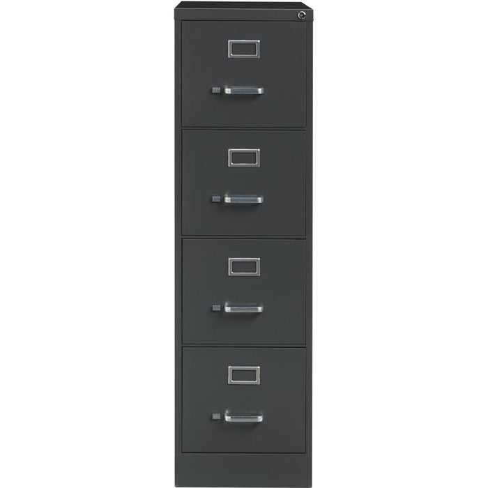 Lorell Fortress Series 26-1/2" Commercial-Grade Vertical File Cabinet - 15" x 26.5" x 52" - 4 x Drawer(s) for File - Letter - Vertical - Drawer Extension, Security Lock, Label Holder, Pull Handle - Ch