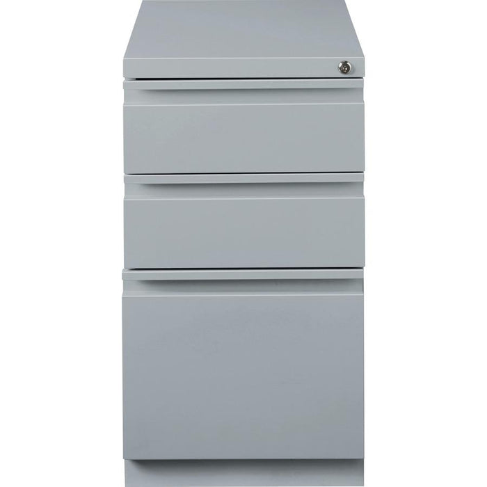 Lorell 20" Box/Box/File Mobile File Cabinet with Full-Width Pull - 15" x 19.9" x 27.8" - 3 x Drawer(s) for Box, File - Letter - Ball-bearing Suspension, Drawer Extension, Durable, Recessed Drawer - Gr