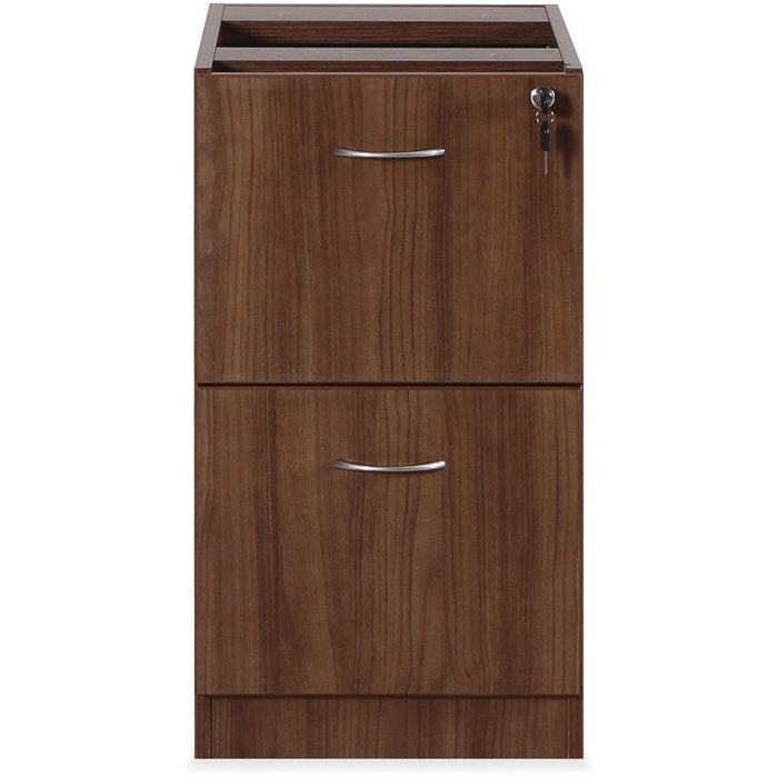 Lorell Essentials Series File/File Fixed File Cabinet - 15.5" x 21.9"28.5" Pedestal, 3.8" - 2 x File Drawer(s) - Finish: Laminate, Walnut - Built-in Hangrail, Ball-bearing Suspension, Mobility - For F