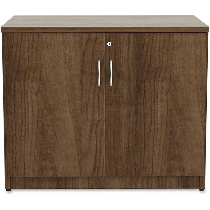 Lorell Essentials Series 2-Door Storage Cabinet - 36" x 22.5" x 29.5" - Glide, Lockable - Walnut - Laminate - Metal