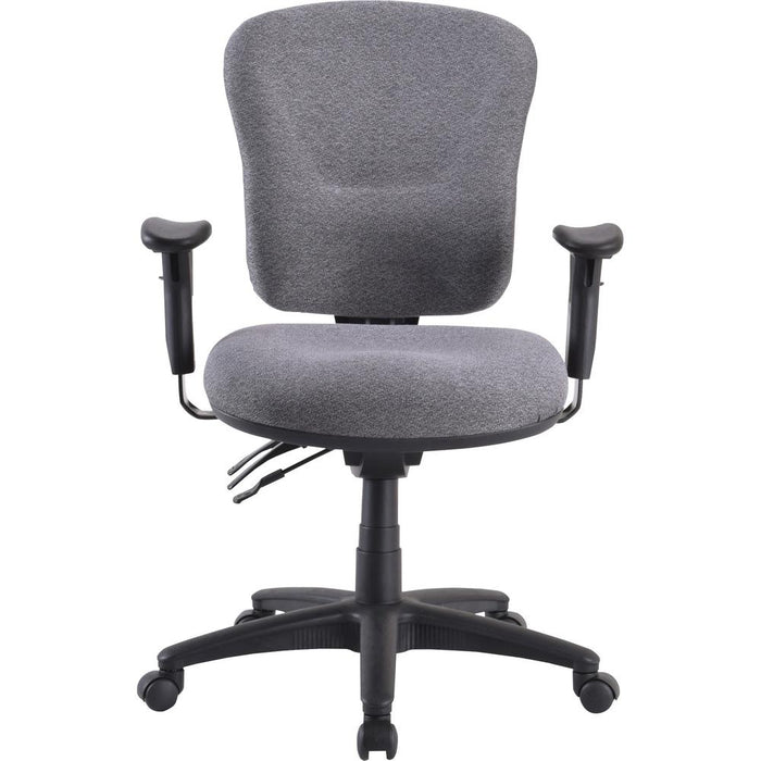 Lorell Accord Mid-Back Task Chair - Gray Polyester Seat - Black Frame - 1 Each