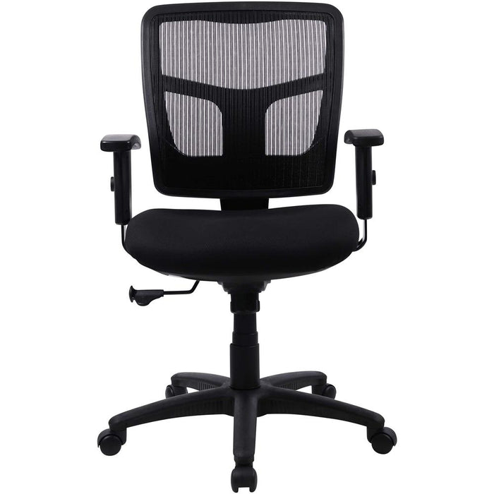 Lorell Ergomesh Managerial Mesh Mid-back Chair - Black Fabric Seat - Black Back - Black Frame - 5-star Base - Black - 1 Each